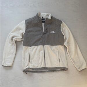 The North Face Cream and Gray Fleece Jacket